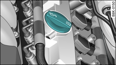 Compartiment-moteur : bouchon de l'orifice de remplissage d'huile-moteur